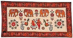 Tapestry Wall Hangings In Applique Patchwork Thread And Mirror Embroidery Home Decorating And Furnishing For Interiors Handcrafted Asian Bedroom D&eacute;cor (agwall065)