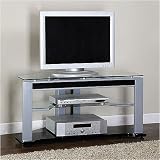 Satin Silver Small Curved Back TV Stand by AtHomeMart