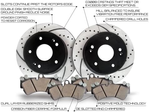 Approved Performance E9412 - [Front Kit] Performance Drilled/Slotted Brake Rotors and Ceramic Pads