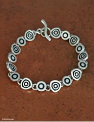 Sterling silver charm bracelet, Hypnotize - Handmade Sterling Silver Link Bracelet
