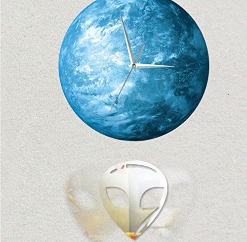 YU&amp;YU Children's room decorative wall clock wall clock wall stickers fairy Tinker Bell Zhong Faguang luminous bell , et- aliens