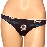 NCAA Miami Dolphins Ladies Navy Blue Maverick Thong Underwear (Medium)