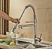 Rozinsanitary Contemporary Single Handle Two Spouts Kitchen Sink Faucet With Led Pull Out Sprayer Kitchen Faucet Brushed Nickel