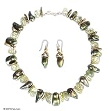 Pearl and quartz jewelry set, 'Forest Sprite' 1
