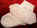 Baby &amp; girl frilly white socks with flower petals - pink trims