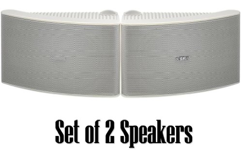 Yamaha All Weather Outdoor / Indoor Wall Mountable Natural Sound 180 watt 2 way Acoustic Suspension Speakers - Set of 2 - White - Compatible with All Audio / Video Home Theater Sound Systems, Components, CD Players, or Receivers - Also Designed for Book Shelf or Desktop Use
