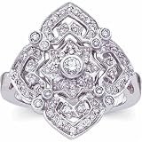0.50 Ct.T.W. Round Brilliant Cut Diamonds, 14Kt. White Gold. Designer Style Diamond Fashion Ring