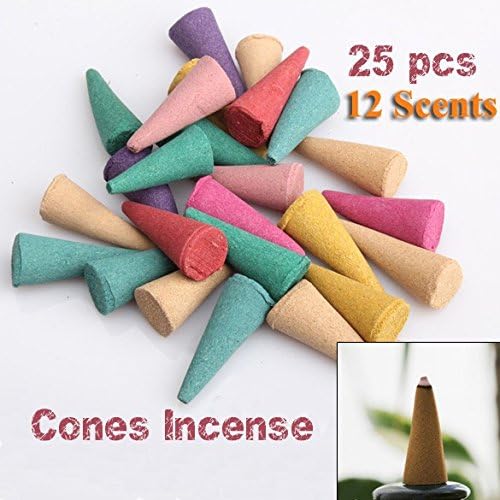 25 Mix Stowage Colorful Fragrance Triple Scent Incense Cones Potpourri Indian Incense