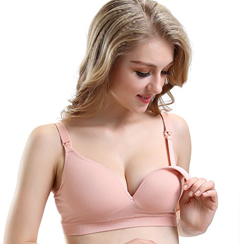 BAOMOSI Women s Seamless Nursing Maternity Bra Push Up Comfort Sleep Bralette Color Pink Size S