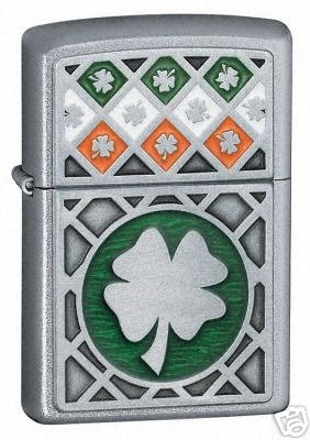 Zippo Luck of the Irish Emblem Lighter  21152  NEW  Satin Chrome