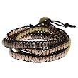 Goldtone, Coopertone, and Bronzetone Beaded Wrap-around Bracelet