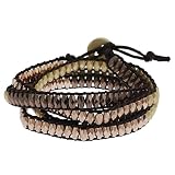Goldtone, Coopertone, and Bronzetone Beaded Wrap-around Bracelet
