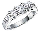 Diamond Engagement Anniversary Three Stone Ring 2 Carat (ctw) Princess Cut in 18K White Gold