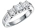 Diamond Engagement Anniversary Three Stone Ring 3/4 Carat (ctw) Princess Cut in 18K White Gold