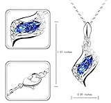 Sapphire Blue Long Teardrop Swarovski Element Set Austria Crystal Fashion Earrings Pendant Necklace FREE Organza Pouch Bag by Small Goby
