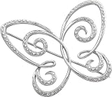 14K White Gold Open Butterfly Brooch with Diamond Accents.