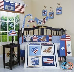 Boutique Brand New GEENNY American Flag 13PCS CRIB BEDDING SET