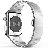 MoKo Apple Watch Band, Stainless Steel Replacement Smart Watch Band Wrist Strap Bracelet with Butterfly Buckle Clasp for 42mm All Models - Silver (Not Fit iWatch 38mm Version 2015)