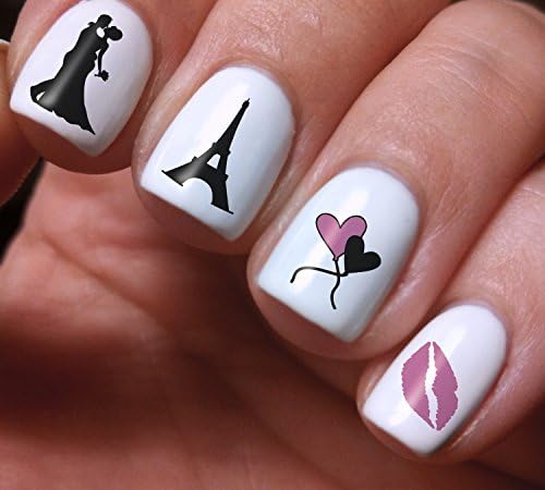 Nail Art Decals Paris Eiffel Tower Love Lips Set 3D DIY Colorful Original Women Beauty Fashion Style High Quality Design Decoration Water Stickers