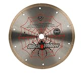 IMAGE OF QEP 6-8008BW 8-Inch Black Widow Continuous Rim Diamond Blade, 5/8-Inch Arbor, Wet Cutting, 7640 Maximum RPM