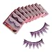 New 10 Pairs Make up Party Color Feather False Fake Glamour Eyelashes Purple with Glue HR-104