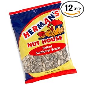 Herman's Nut House Salted in the Shell Sunflower Seeds, 3.25-Ounce Bags (Pack of 12)