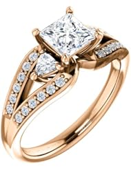 18K Rose Gold Princess Cut Diamond Ring -- LIFETIME WARRANTY