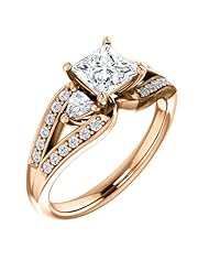 10K Rose Gold Princess Cut Diamond Ring -- LIFETIME WARRANTY