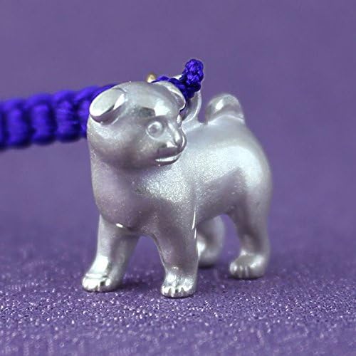 Puppy Baby Dog Netsuke[strap with Figurine] of Sterling Silver