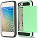 iPhone 5s Case,iPhone SE Case,iPhone 5 Case,by Ailun,Protective Shell-Smooth Card Slider Wallet&Flexible Shockproof Rubber Bumper&Anti-scratch PC Back Cover,Siania Retail Package[Mint Green]