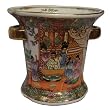 Oriental Rose Medallion Urn - hand painted porcelain