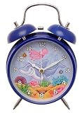 Alarm clock in blue with Shark design - battery operated