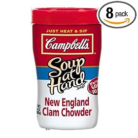 Campbell Soup At Hand New England Clam Chowder, 10.75-Ounce Microwavable Cups (Pack of 8)