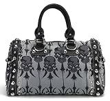 Demonia Grey Goth Satin Skull Stud Hand Bag Purse Punk