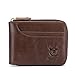 BULLCAPTAIN Leather Wallet Zipper Men Wallet, Mens RFID Antimagnetic Genuine Leather 11 Card Slots Wallet Coin Purse Wallet Credit Card Holder (Brown)