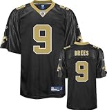 Drew Brees Jersey: Reebok Black Replica #9 New Orleans Saints Jersey - Small