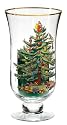 Spode Christmas Tree Glass Hurricane with Pillar Candle