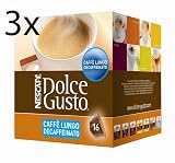 Nescafe Dolce Gusto Caffe Lungo Entkoffeiniert, 3er Pack (48 Kapseln)
