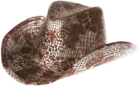 Snake Eyes Python Shimmer Print Cowboy Hat (Black, Small / Medium)