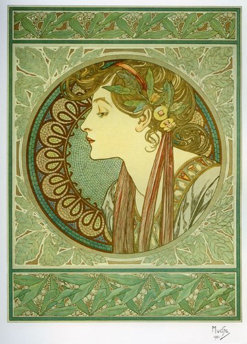Laurel 1901 Lady with Floers Looking to the Left By Alphonse Mucha Was a Czech Art Nouveau Painter and Decorative Artist 12