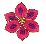 Hand enameled clematis flower brooch or pin