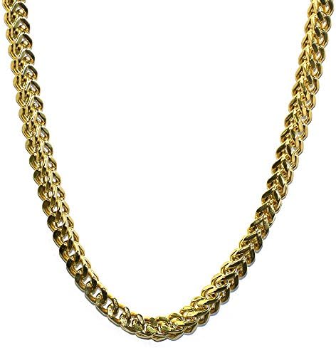 Mega Jewellery 18K Gold Plated Franco Box Curb Chain Filled Stainless Steel, 8mm x 30 inches