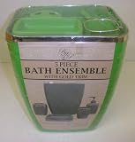 LIME Green – 5 PIECE WASTEBASKET Set Includes SOAP DISH, LOTION PUMP, TUMBLER AND TOOTHBRUSH HOLDER
