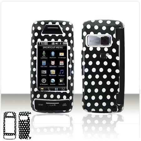 LG Voyager VX10000 Cell Phone Black/White Polka Dot Design Protective Case Faceplate Cover