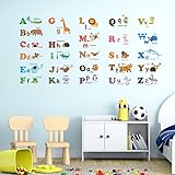 Decowall, DW-1308, Alphabet & Animals Wall Stickers/Wall decals/Wall tattoos/Wall transfers