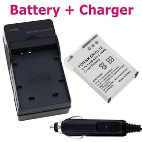 eForCity EN-EL12 Lithium-Ion Battery + Battery Charger with Car Adapter for Nikon CoolPix S1000pj / S610 / S610c / S620 / S630 / S640 / S70 / S710 / S8000/S800c Digital Camera