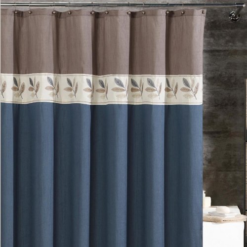 Oakland Embroidered Shower Curtain Blue