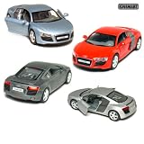 Set of 4: 5 Die-cast Metal Audi R8 Sport Coupe 1:36 Scale (Metallic Blue Grey Red... by Kinsmart