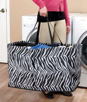 College Dorm Zebra Print Laundry Tote