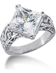 5.12ct Diamond Princess Cut,Fancy Antique Style I SI2 Diamond Eng